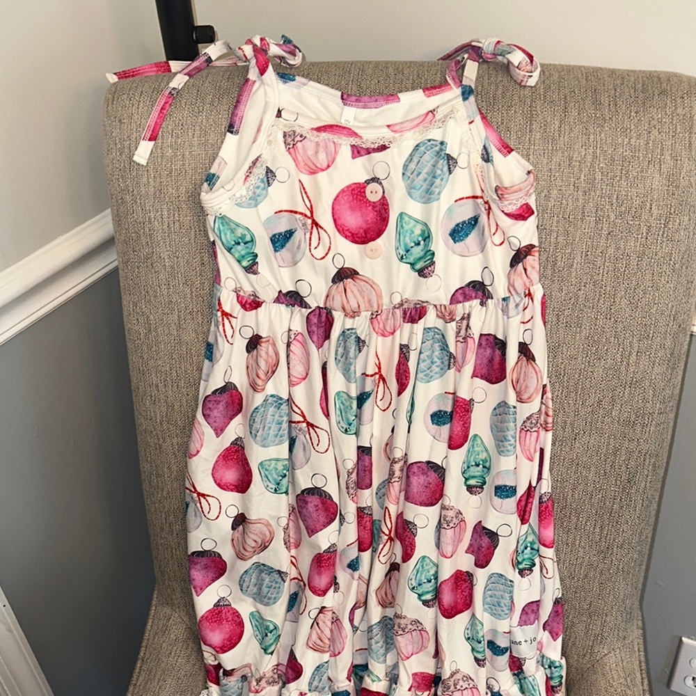 Jane and Jo Girls Dress with Ornament Print